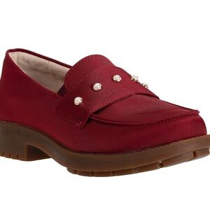 Chic Burgundy Loafers with Pearl Detailing